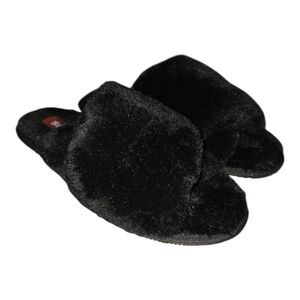 Sorel Go Mail Run Cozy Black Faux Fur Fuzzy Slippers Size 9